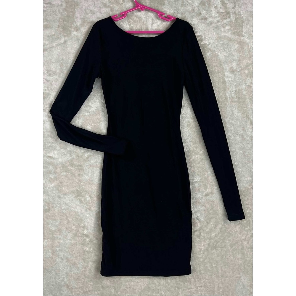 PrettyLittleThing Black Long Sleeve Open Back Bodycon Mini Dress NWT Size 2
